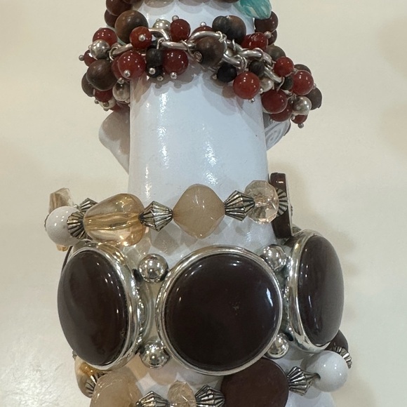SHADES OF BROWN Jewlery Lot. Jewelry Set Includes Necklace Bracelet & Earrings. - Picture 8 of 12